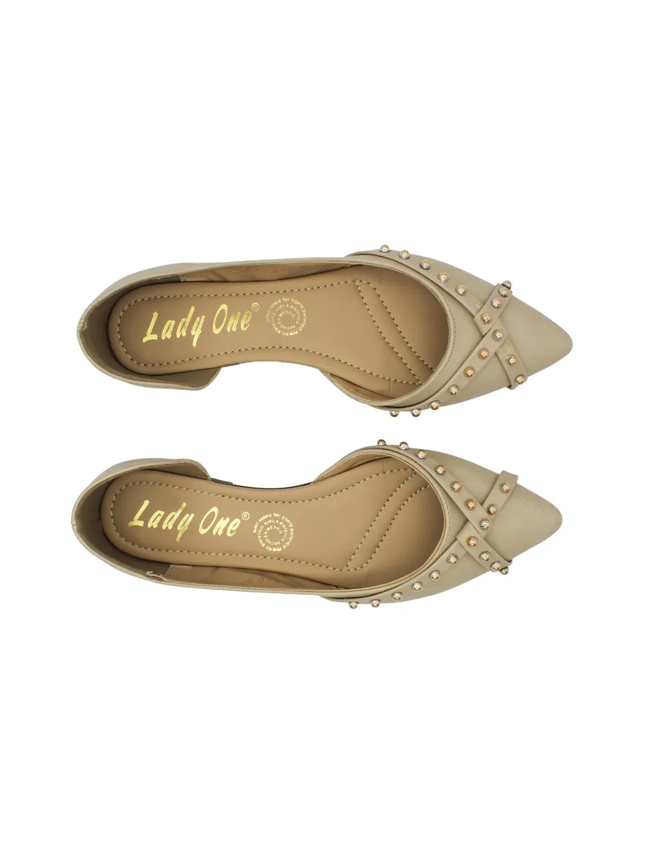 Flats puntales Color Beige  Para Mujer De LADY ONE